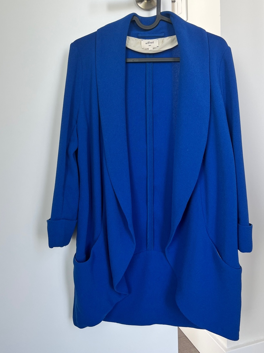 BNWOT Wilfred Cobalt Blue Open-Front Draped Blazer